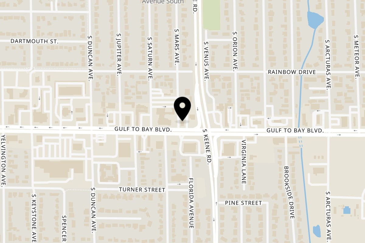 Map showing the location of Papa's New York Diner on 1764 Gulf to Bay Blvd in Clearwater